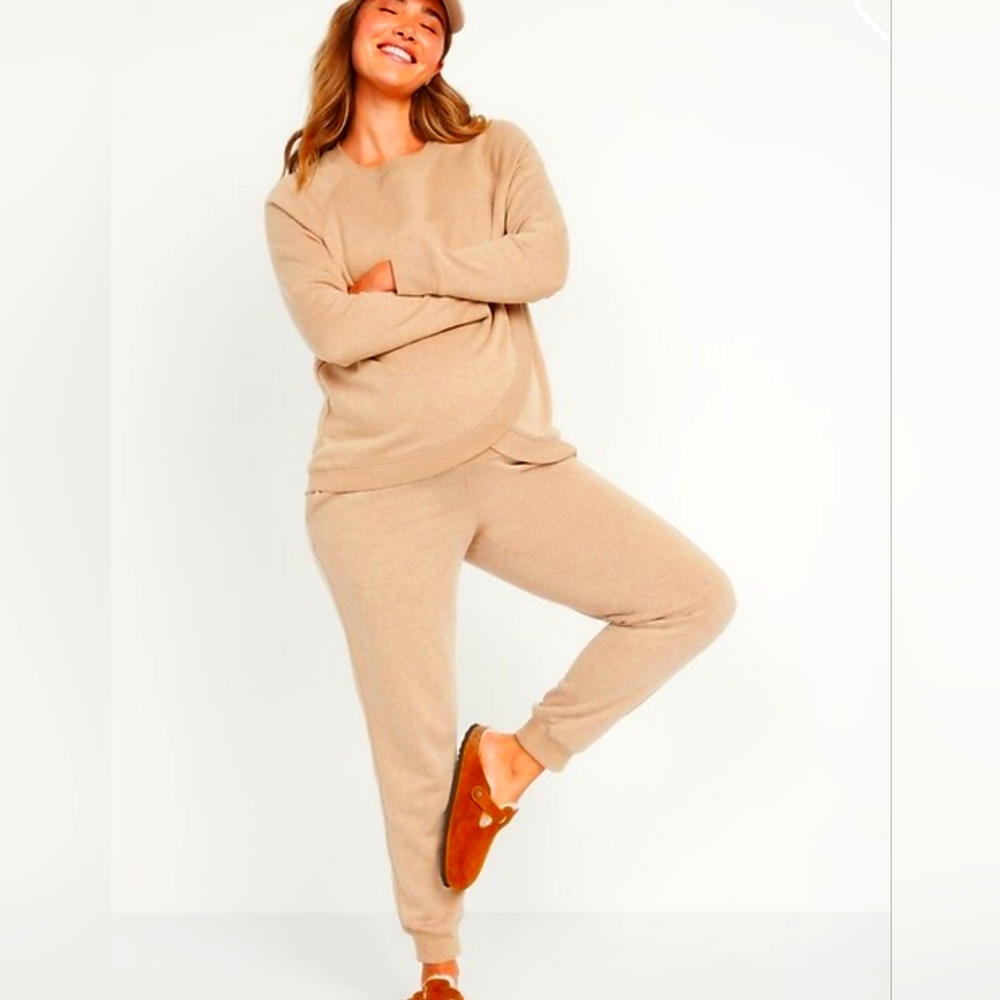 Old Navy: Maternity Rollover-Waist Vintage Jogger, Size-Large, Dusted Chocolate